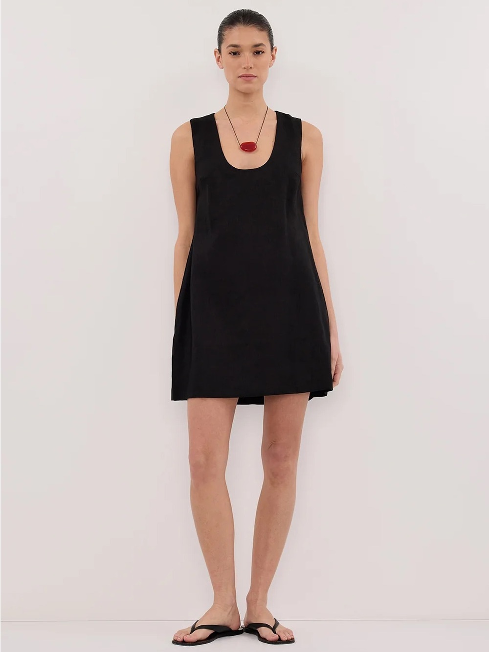DISSH Lotus Black Linen Mini Dress